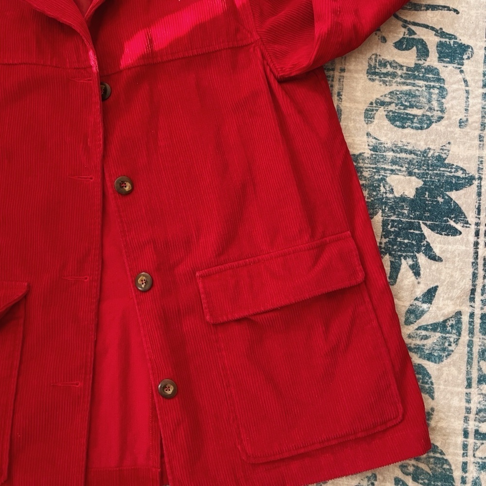 Liz Claiborne Red Corduroy Jacket 100% cotton Size S oversized fit - Picture 2 of 5